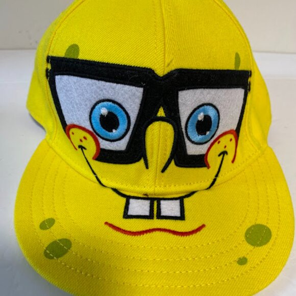 Nickelodeon Spongebob Squarepants Big Face Glasses A-Flex Baseball Cap Hat OSFM - Picture 3 of 10